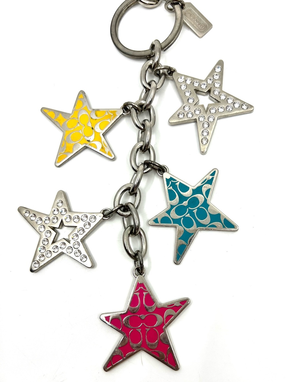 Coach Large Star Keychain Silver Tone Dangle Rhinestone Bag Charm Keychain Y2K - Picture 8 of 14